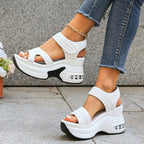 Damen Komfortable Wedge-Sandalen mit ergonomischem Riemendesign und gepolsterter Innensohle R&B