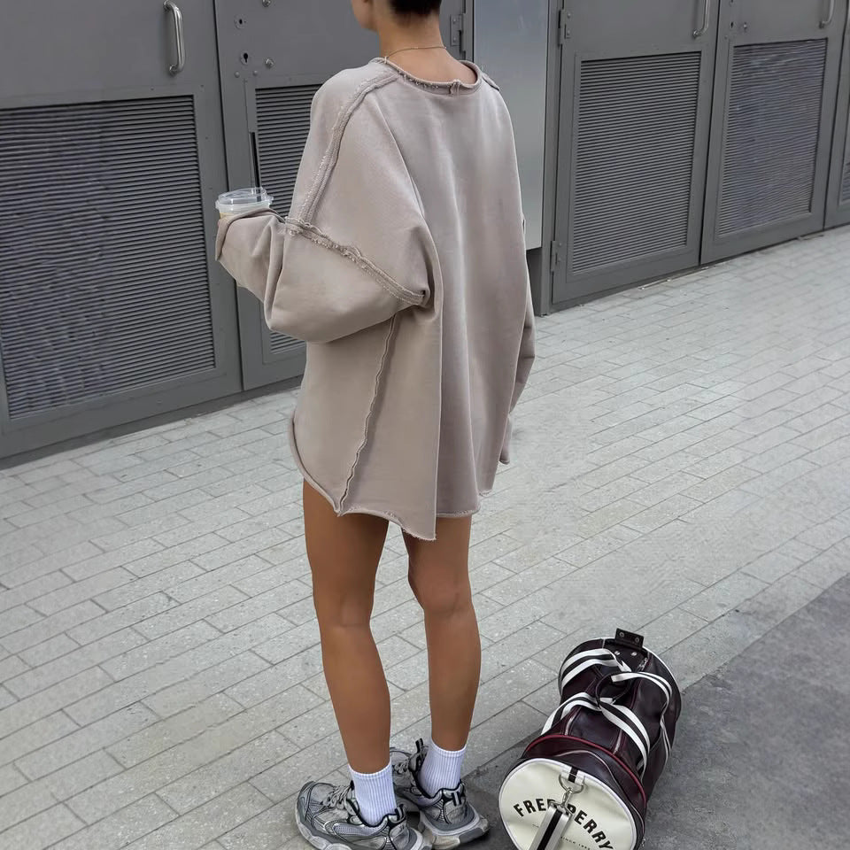 Damen stylischer Oversized Pullover mit modischen Ärmeldetails R&B