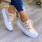 Damen Modische Plateausneaker mit glänzenden Akzenten und komfortablem Innenfutter R&B