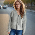 Damen oversized Strickjacke mit Knopfdetails und praktischen Taschen R&B
