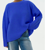 Damen Lässiger Grobstrickpullover mit weiten Ärmeln und modernem Schnitt