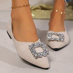 Damen elegante Ballerinas mit funkelnder Kristall-Applikation R&B