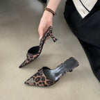 Damen spitze Slingback Sandalen mit modischem Leopardenmuster R&B