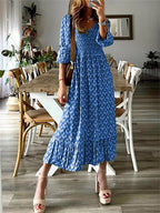 Damen Maxikleid mit detailreicher Raffung und voluminösen Ärmeln R&B