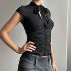 Damen Elegantes Rüschenshirt mit schickem BindR&Band R&B