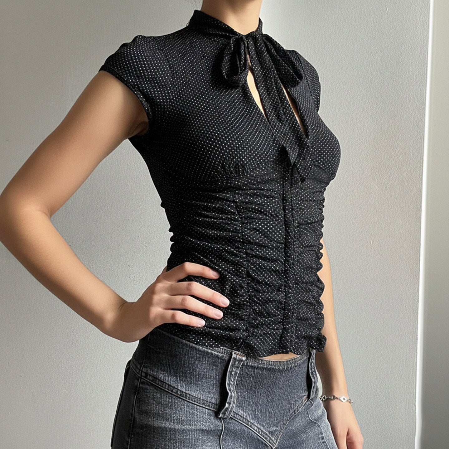 Damen Elegantes Rüschenshirt mit schickem BindR&Band R&B