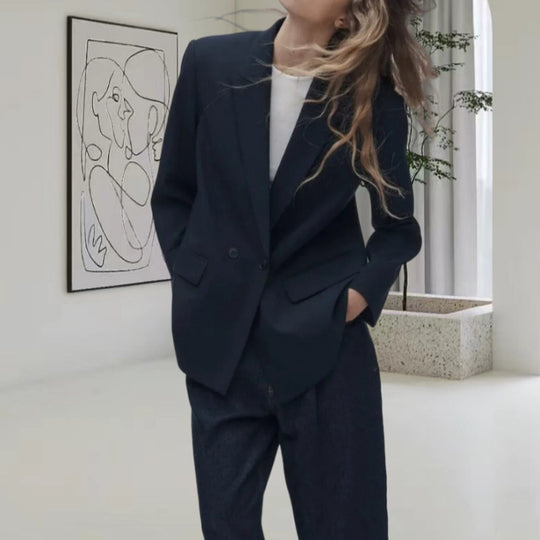 Damen Oversized Blazer mit eleganter Silhouette und dekorativen Knöpfen R&B