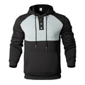 Herren Kapuzensweater mit modernem Henley-Ausschnitt und kontrastierenden Ärmeln R&B