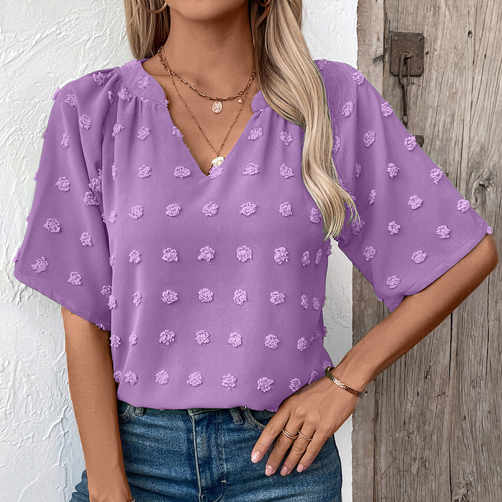 Damen elegantes Oberteil mit strukturiertem Blumenmuster R&B