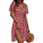 Damen Kurzarm Sommerkleid mit floralem Muster R&B