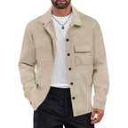 Herren modische Overshirt-Jacke mit strukturierter Oberfläche und praktischer Brusttasche R&B