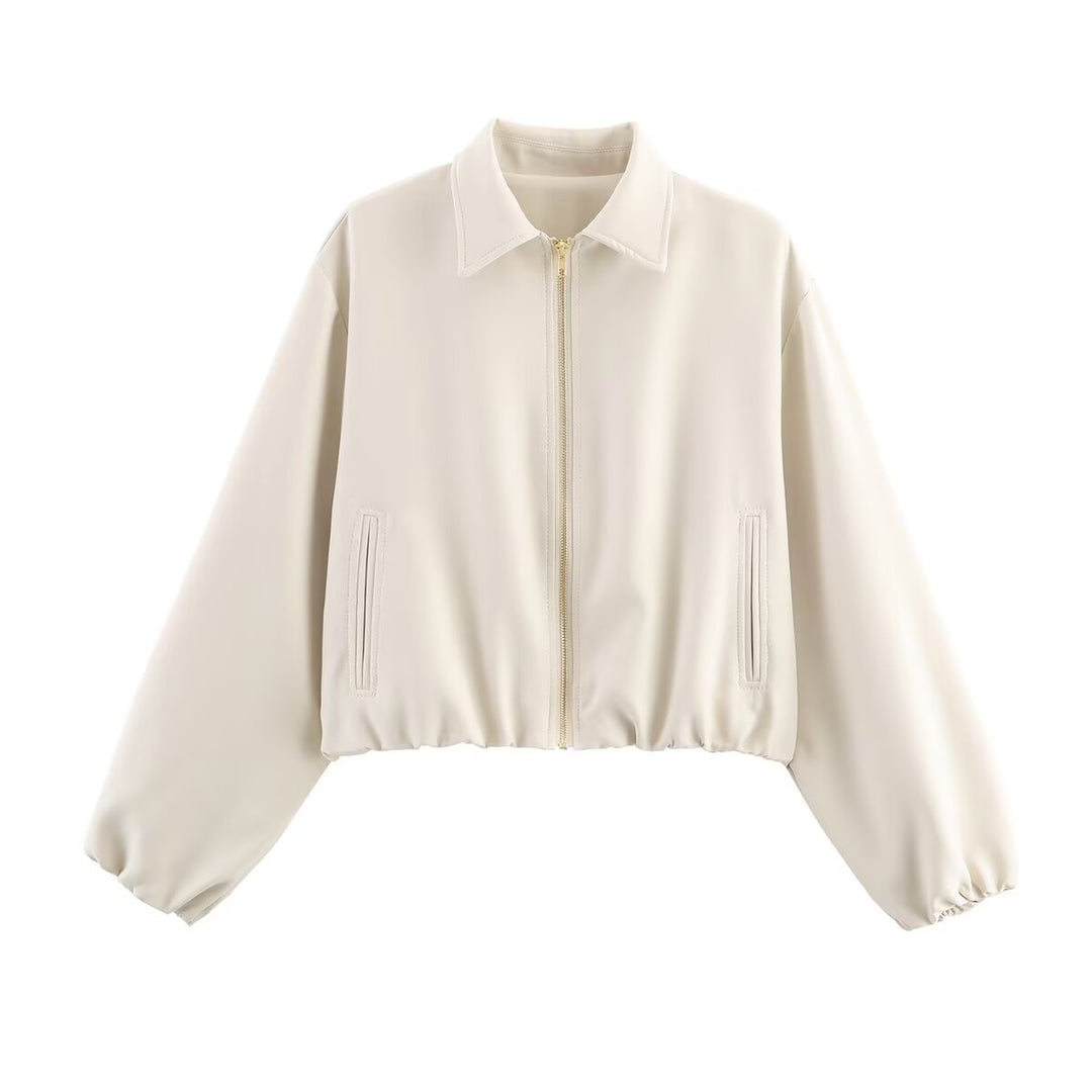 Damen lässige Übergangsjacke mit hohem Kragen und elastischem Saum R&B