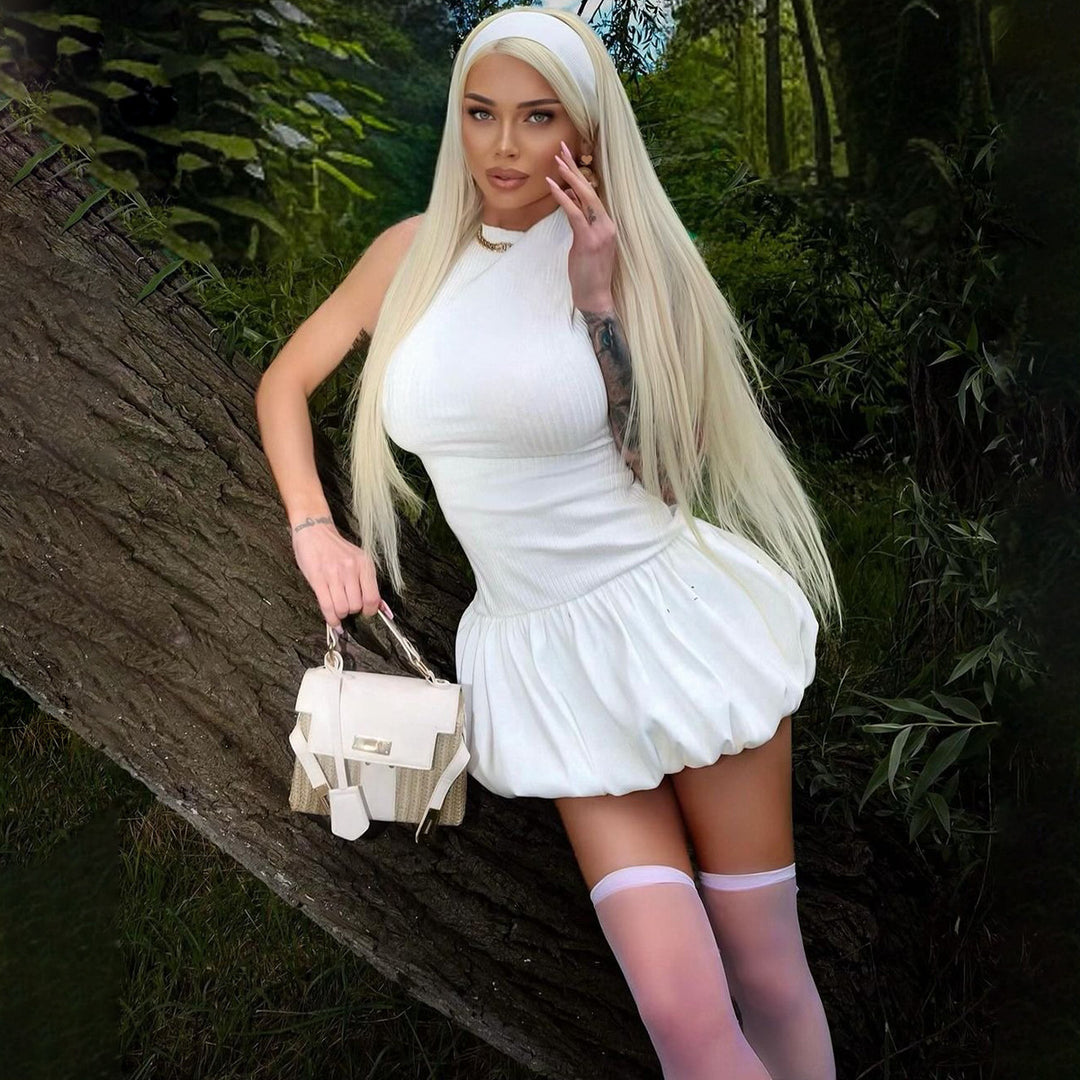 Damen Verspieltes Minikleid mit raffiniertem Taillenbund und stylischem Schnitt R&B
