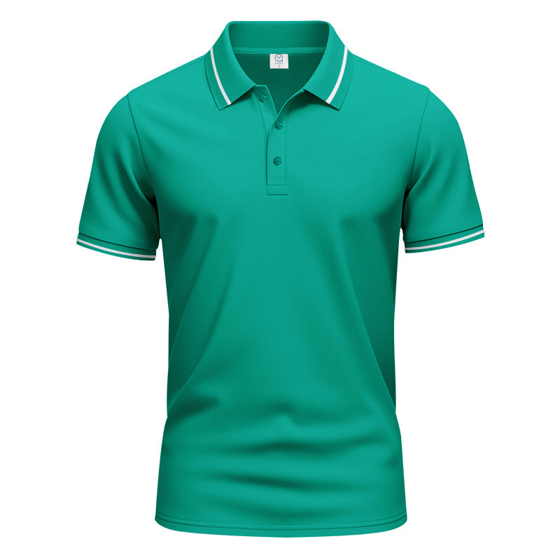 Herren nan atmungsaktives Interlock-Poloshirt mit Kontrast-Tipping, kurzer Knopfleiste und schmaler Silhouette R&B