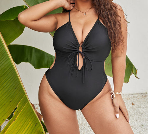 Damen Einteiliger Badeanzug mit verführerischem Knotendetail R&B