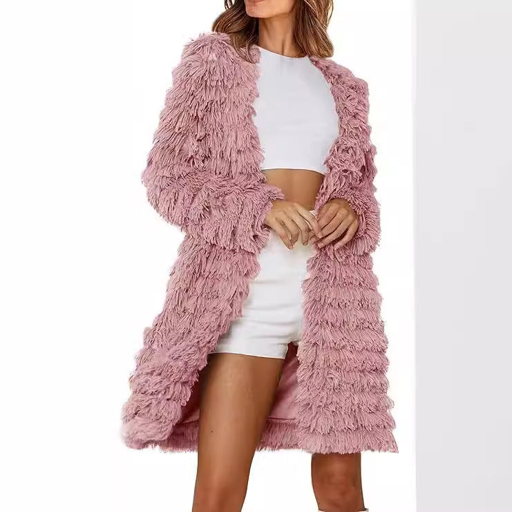 Damen Langer Fransenmantel R&B