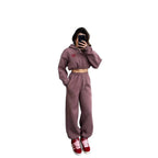 Damen Cropped Hoodie und weite Jogginghose Set R&B