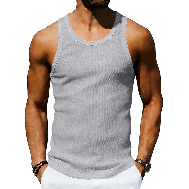 Herren nan geripptes Freizeitunterhemd mit breitem Träger und körpernaher Passform R&B