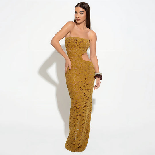 Damen Elegantes Spitzenkleid mit Cut-Out-Details R&B