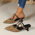 Damen elegante Slingback-Pumps mit Animal-Print und modischem Absatz