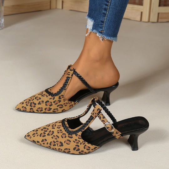 Damen elegante Slingback-Pumps mit Animal-Print und modischem Absatz R&B