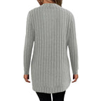 Damen gemütlicher Strickcardigan mit modernem Rippenmuster R&B