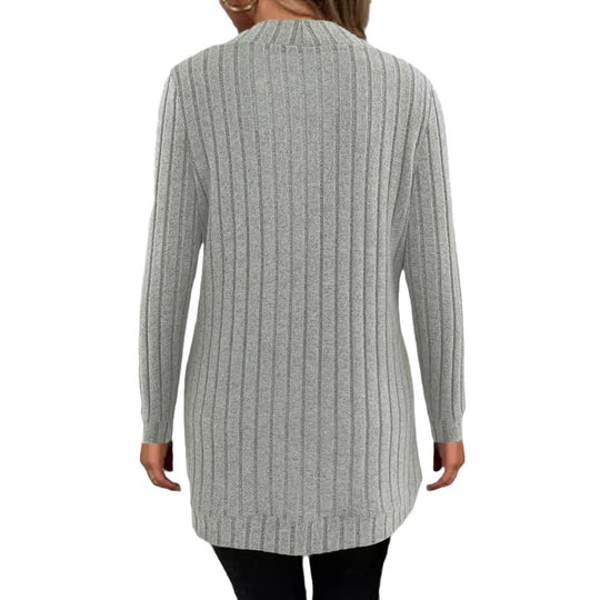 Damen gemütlicher Strickcardigan mit modernem Rippenmuster R&B
