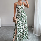 Damen Maxikleid mit tiefem Schlitz und floralem Muster R&B