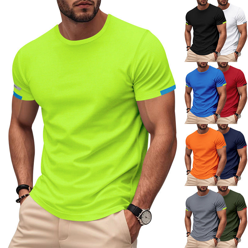 Herren nan athletisches Kurzarm Baumwolljersey T-Shirt mit Rundhalsausschnitt und reflektierenden Ärmeldetails R&B