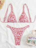 Damen Triangel-Bikini-Set mit verstellbaren Trägern und floralem Muster R&B