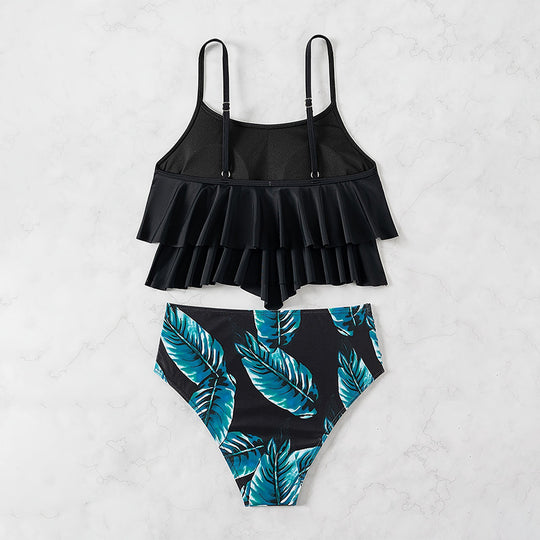 Damen Zweiteiler Badebekleidung mit gerafftem Oberteil und floralem Print R&B