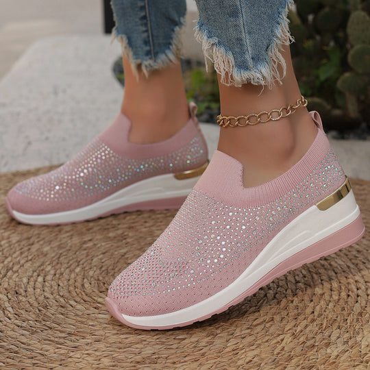 Damen modische und komfortable Sneakers mit Glitzer-Applikationen R&B
