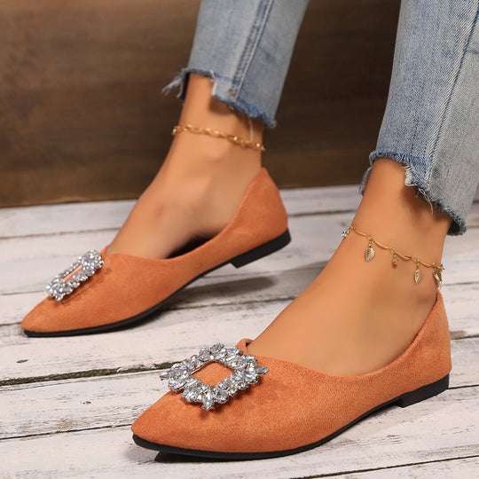Damen elegante Ballerinas mit funkelnder Kristall-Applikation R&B