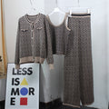 Damen modisches Strick-Loungewear-Set mit geometrischem Muster und schmalem Schnitt R&B