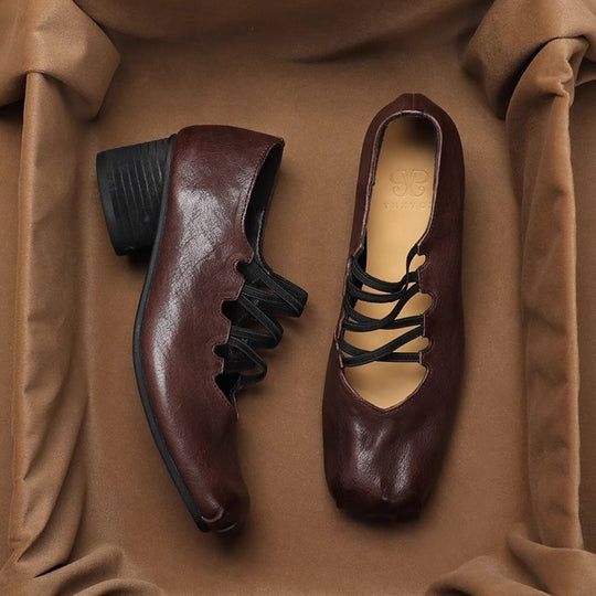 Damen Ballerina-Schuhe mit innovativem Schnürdesign und hochwertigem Leder R&B