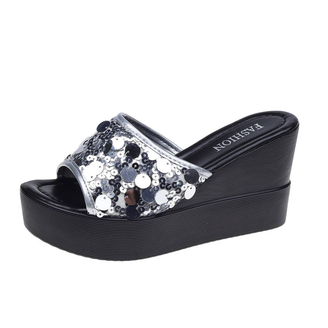 Damen Glamouröse Plattform-Sandalen mit Paillettenverzierung R&B