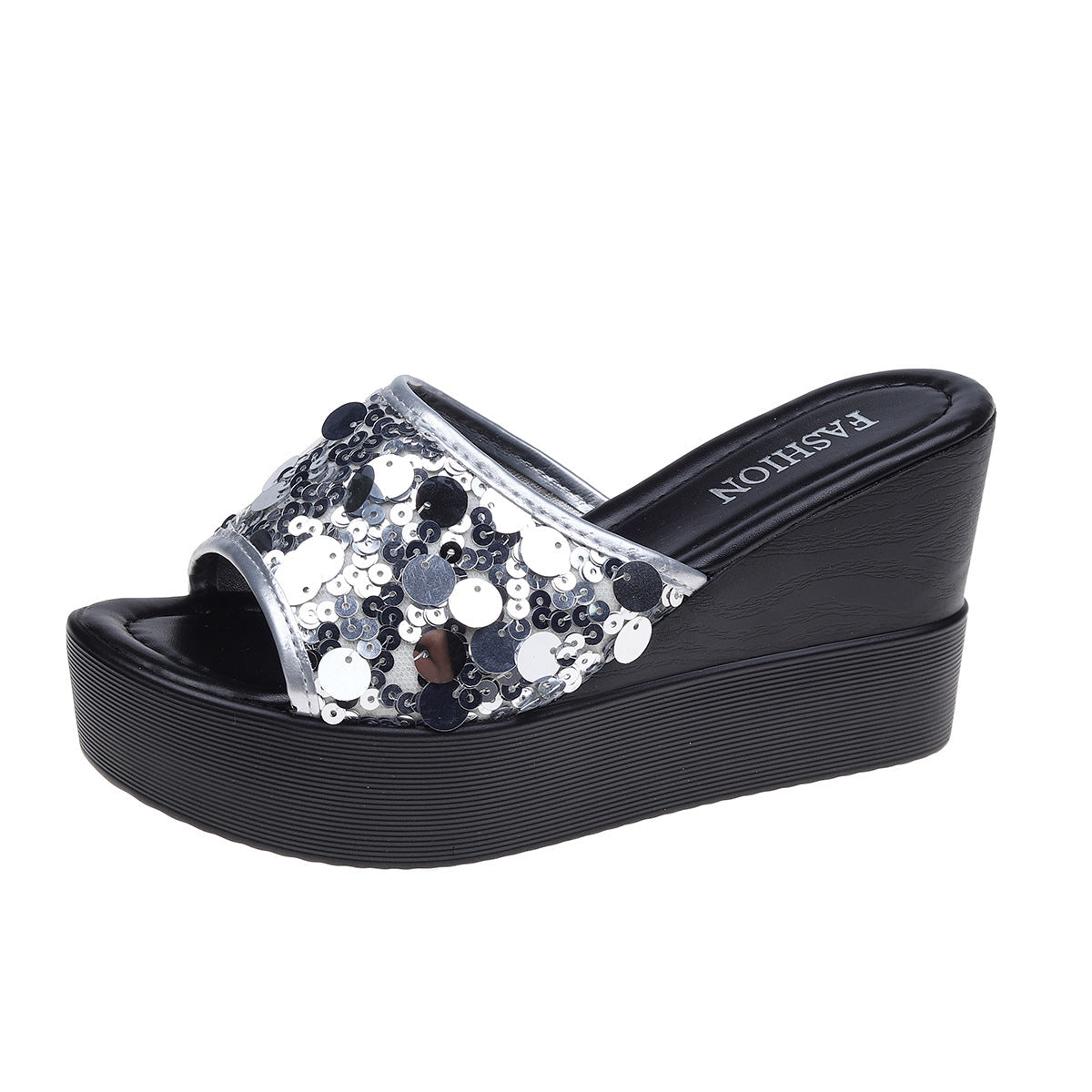 Damen Glamouröse Plattform-Sandalen mit Paillettenverzierung R&B