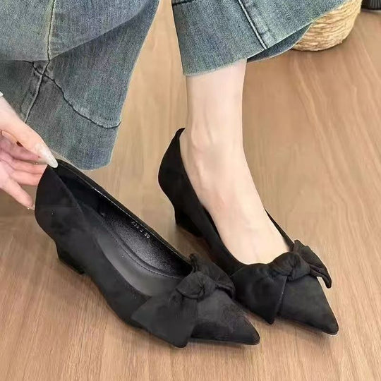 Damen spitze Wedge-Pumps aus samtweichem Velours R&B