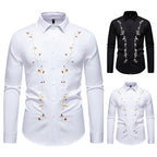 Herren Langarmhemd mit floralen Stickereien