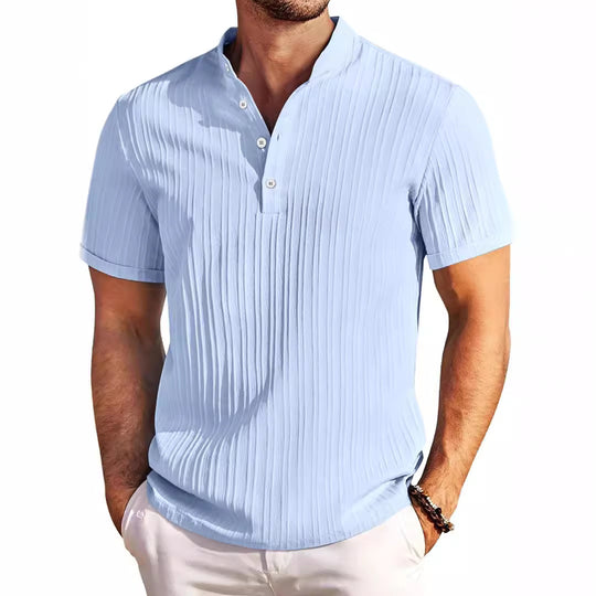 Herren Kurzarm Henley-T-Shirt mit strukturiertem Design R&B