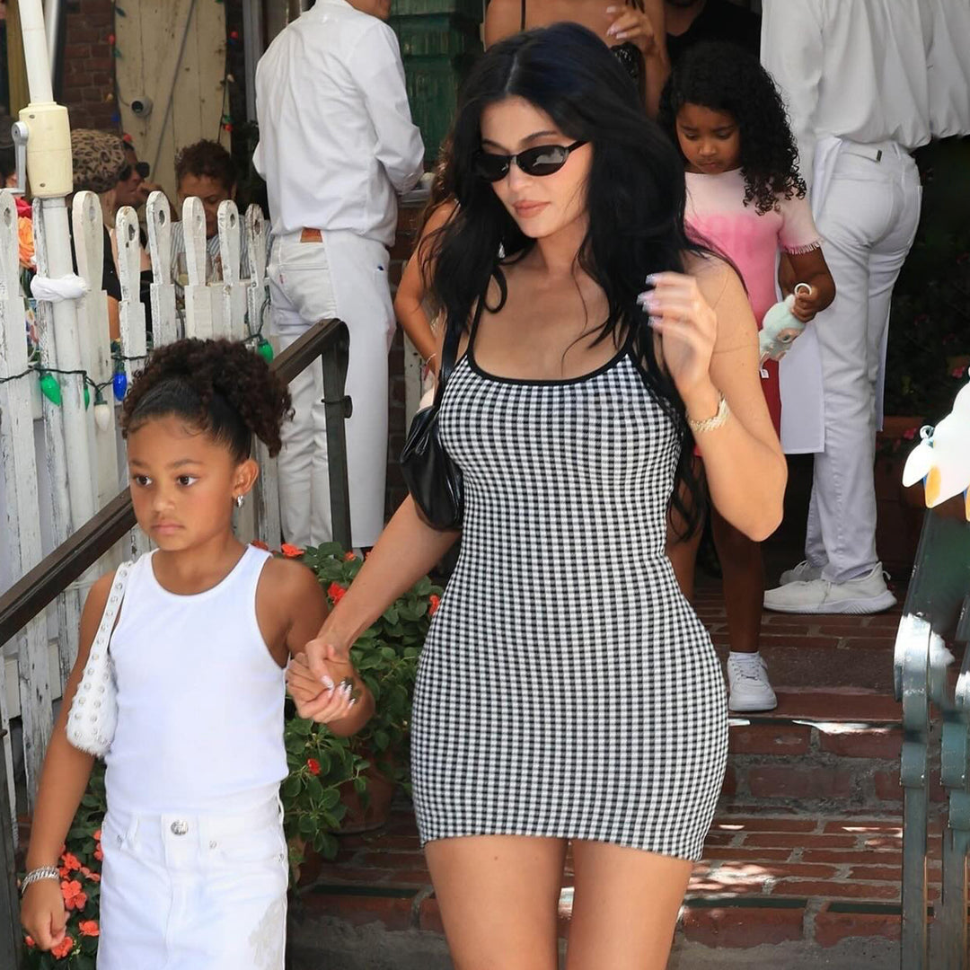 Damen körpernahes Vintage-Kleid mit Karomuster und dünnen Trägern R&B