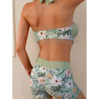 Damen sportliches Bikini-Set mit hohem Bund und floralem Design