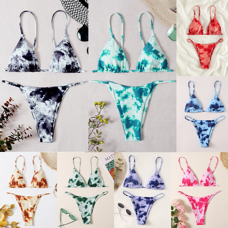 Damen Triangel-Bikini mit verstellbaren Trägern und Raffungen R&B