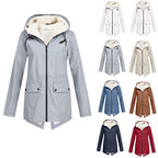 Damen wetterfeste und gefütterte Regenjacke mit verstellbarem Kapuzenkragen R&B
