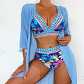 Damen Bikini-Set mit hochgeschnittenem Höschen und modischem Oberteil