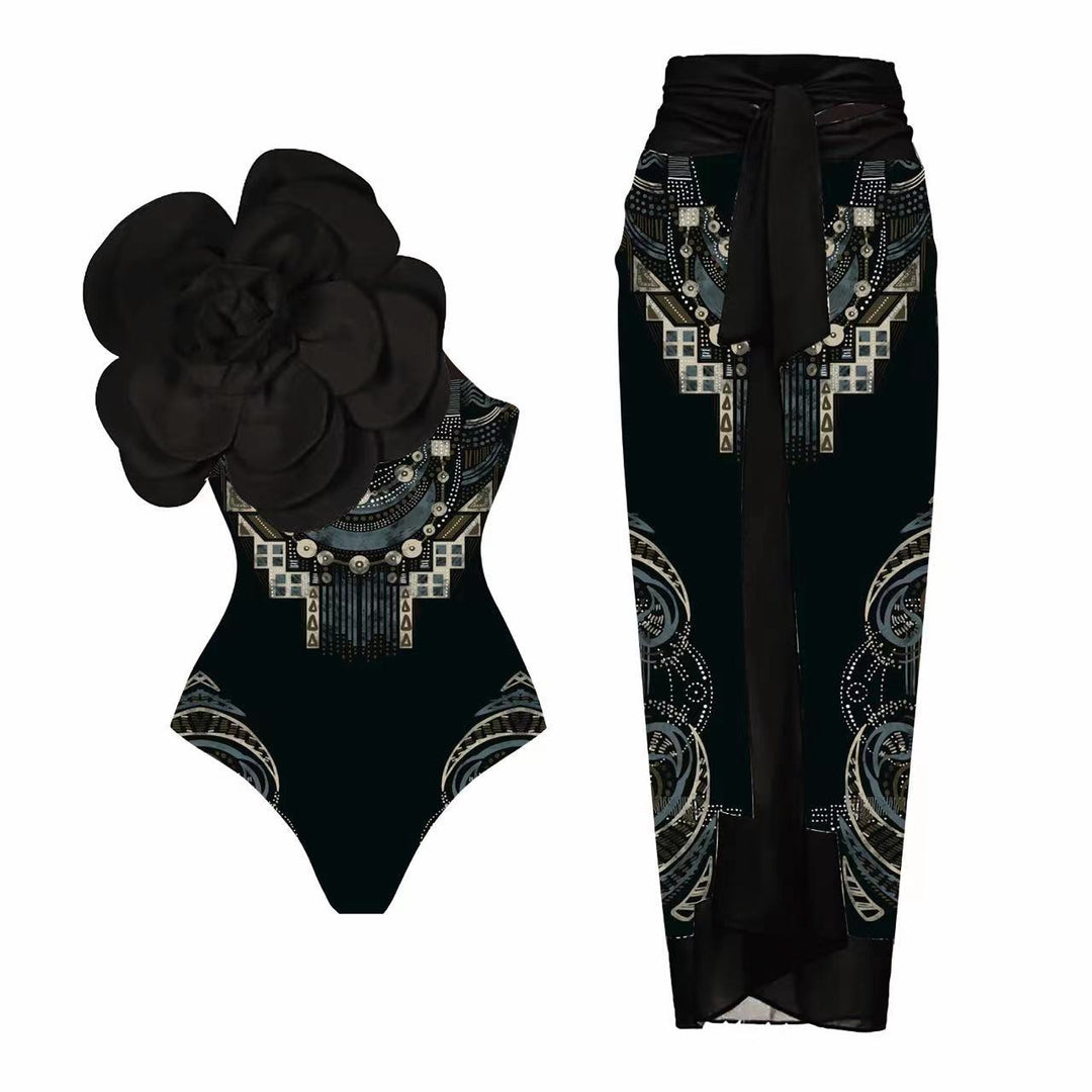 Damen Einteiler Badeanzug mit floralem 3D-Design R&B