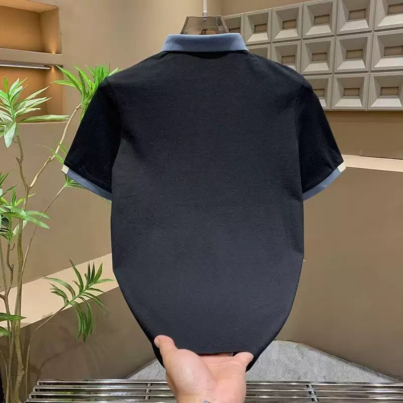 Herren Poloshirt mit Kontrastkragen und feiner Struktur