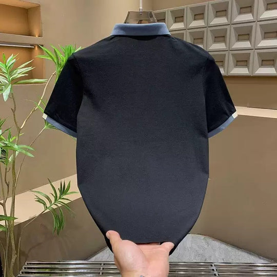 Herren Poloshirt mit Kontrastkragen und feiner Struktur R&B