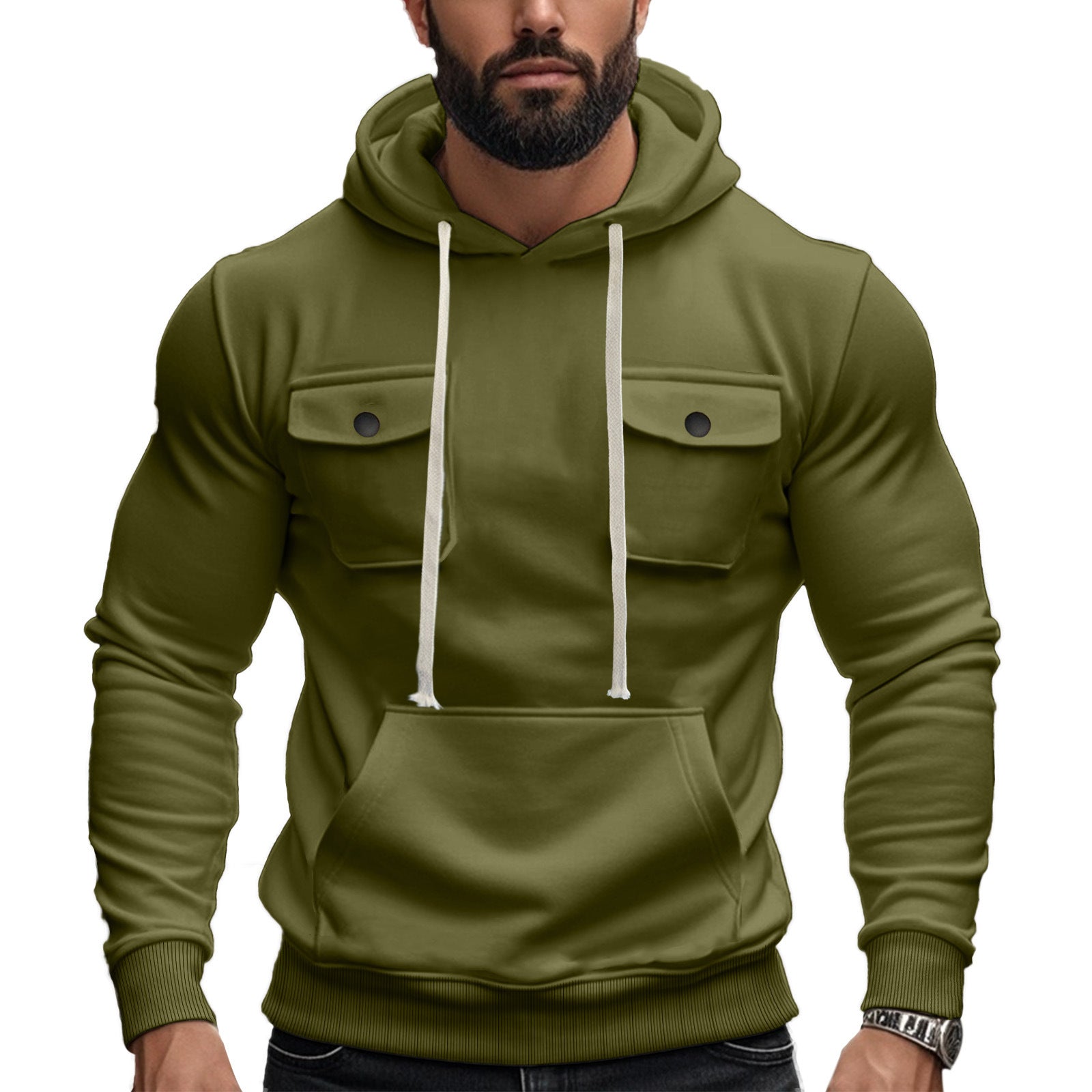 Herren Hoodie mit praktischen Brusttaschen R&B