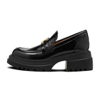 Damen elegante Loafers mit glänzender Oberfläche und robustem Plateau R&B